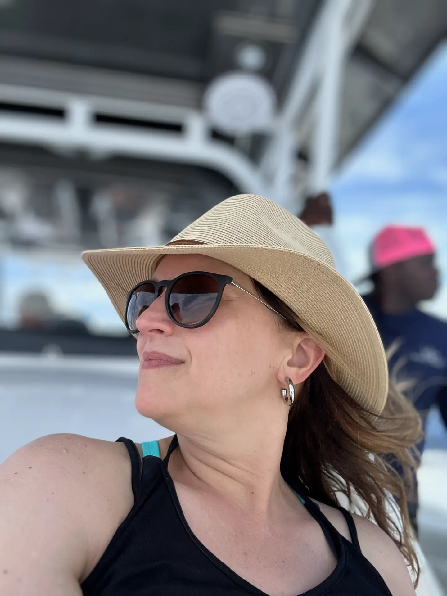 steph-hat-boat-antigua